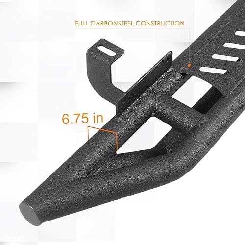 Miniatura 3 de [Par] Estribos laterales de acero negro de 6.75 pulgadas compatibles con Jeep Wrangler Unlimited 4-Dr 18-24