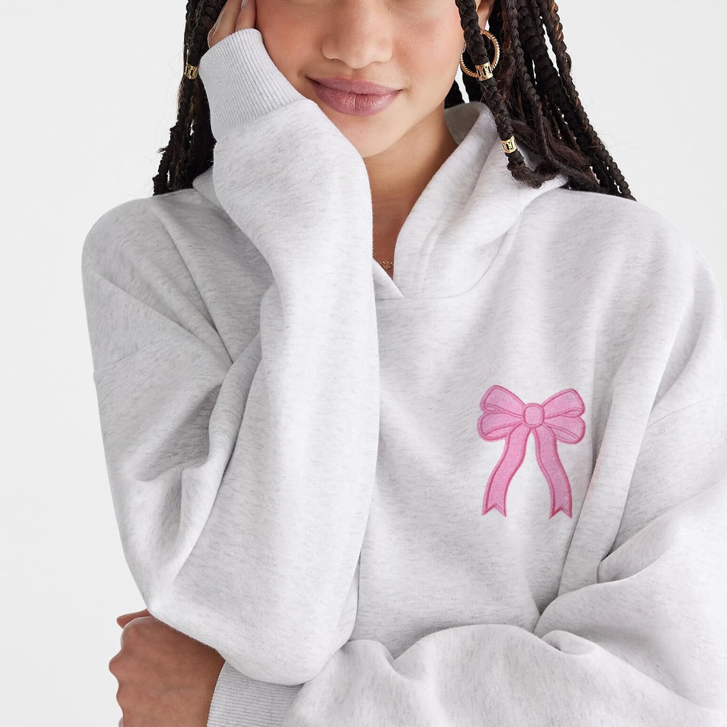 Amiblvowa Preppy Oversized Graphic Hoodies for Women Teen Girl Long Sleeve Pullover Embroidery Hibiscus Sweatshirt Beachwear - Image 2