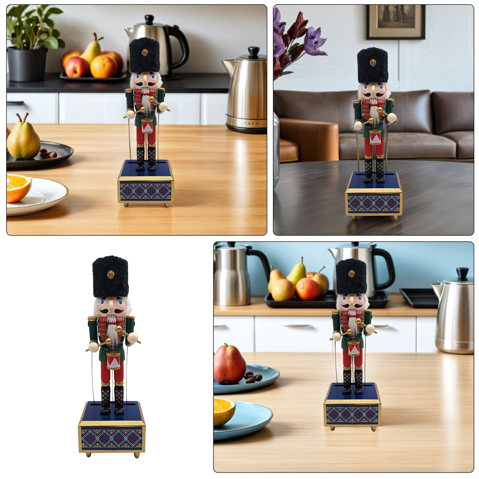Boîte à Musique Casse-Noisette Bois avec Mécanisme à Remonter Décoration Festive de Noël Figurine Soldat Musicale Bois pour Ambiance Chaleureuse