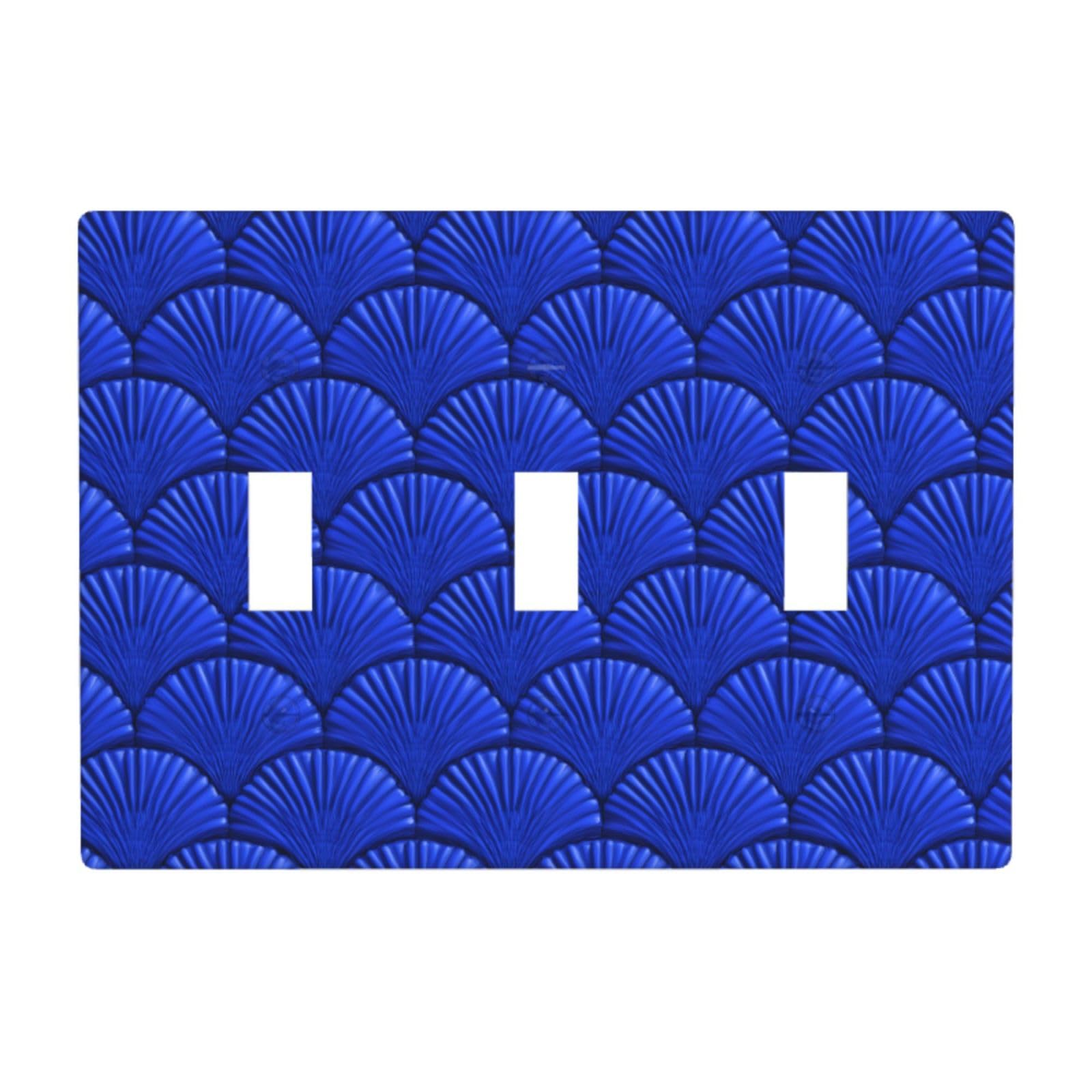 Scallop Surface Blue Geometric Light Switch Covers 3 Gang Triple Toggle Wall Plate Switchplate Electrical Faceplate for Bathroom Kitchen Bedroom Decor