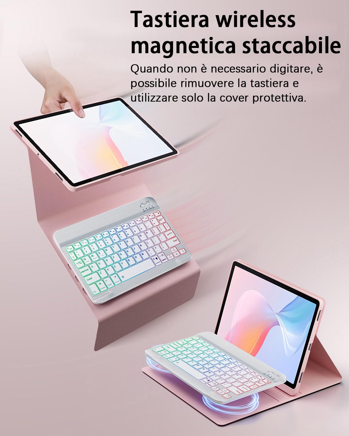 Per Lenovo Tab M11 (TB330) 2024 11 Pollici/Lenovo Idea Tab (TB-336ZU TB-336FU) 2025 11 Pollici Cover Con Wireless Bluetooth Italiano (QWERTY) Tastiera Retroilluminati e Mouse Backlit Keyboard Case