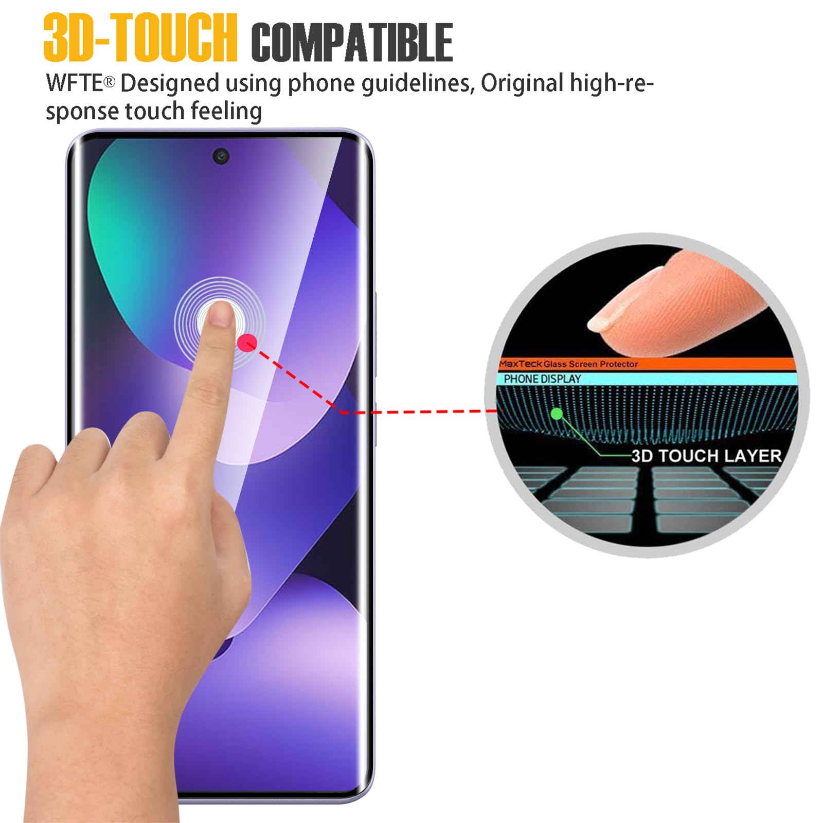 WFTE [Lot de 2 Verre Trempé pour Xiaomi Redmi Note 15 5G/4G, 3D Couverture Complète Film de Protection D'écran avec Haute Transparence à 99%, Anti-trace Protecteur avec Dureté 9H Glass (Noir)