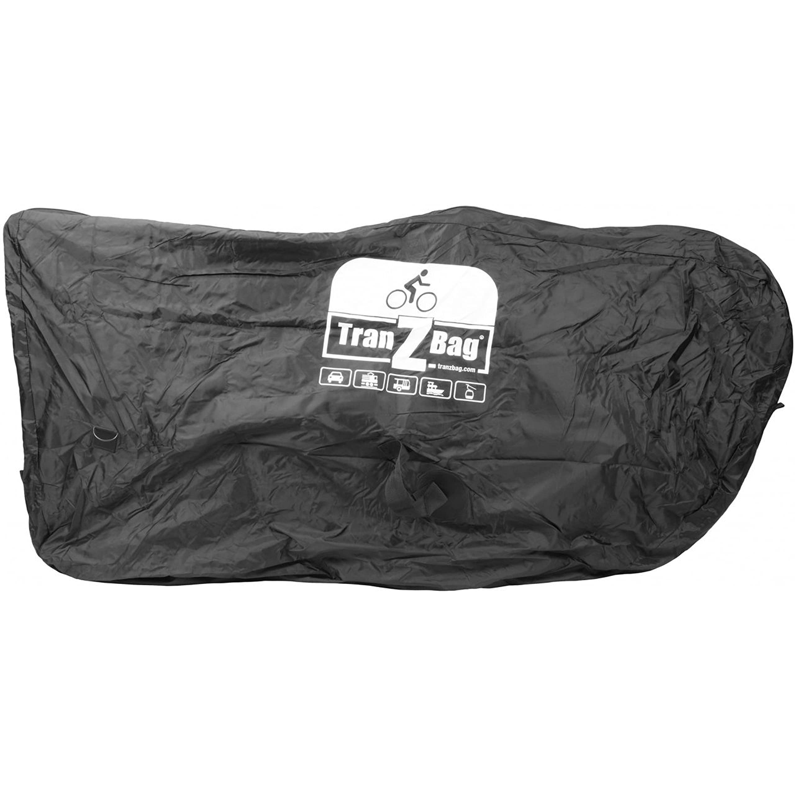TranZbag ORIGINAL Sac de transport pour vélo, protection de transport pour roues de 26" à 29+" (pliable, encombrement minimal, bandoulière, utilisation universelle, double fermeture éclair), noir
