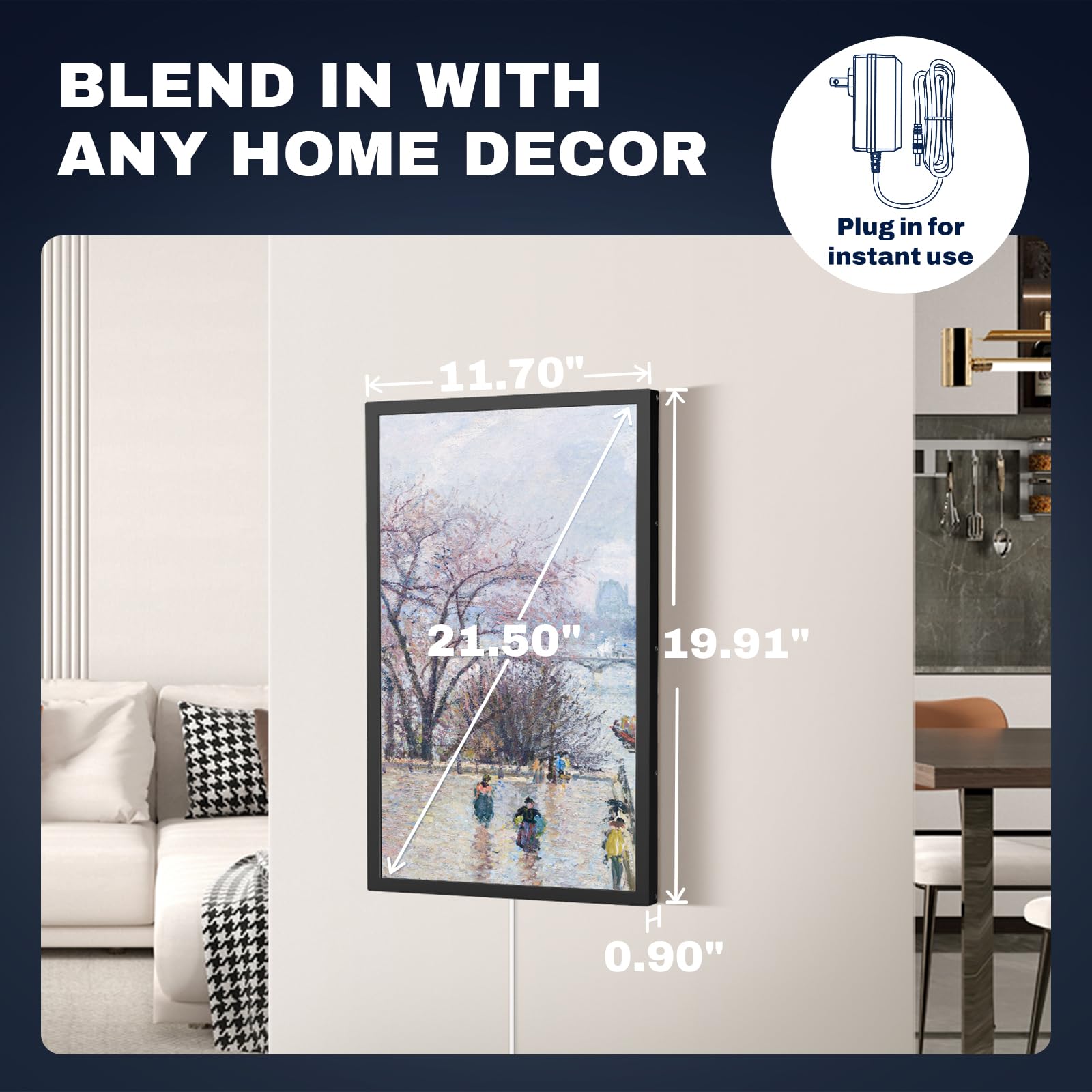 FRAMEO - Marco de fotos digital grande de 21.5 pulgadas con pantalla táctil IPS FHD de 1920 x 1080, marco de fotos digital WiFi de 32 GB, montaje en pared, compartir fotos/videos a través de