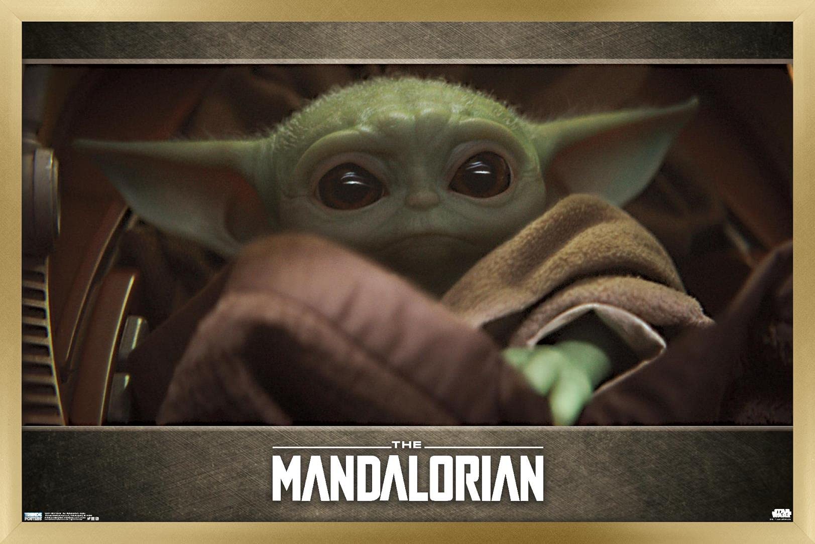 Affiche Star Wars Le Mandalorian encadrée dorée édition premium