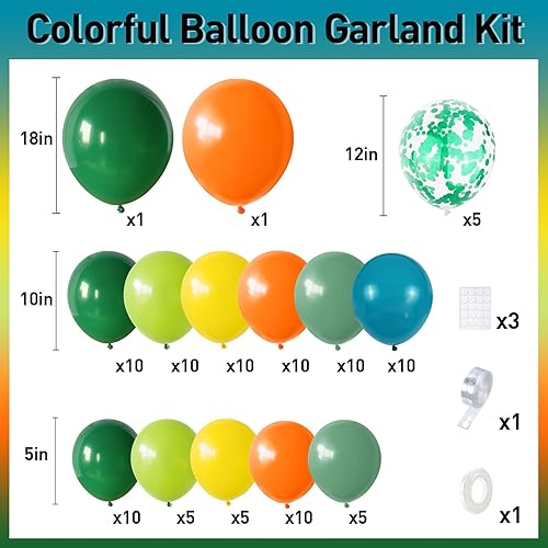 Miniatura 2 de GRESATEK Kit de Arco de Guirnalda de Globos con Temática de Selva, Globos Verde Salvia Naranja Amarillo Oliva Decoraciones para Cumpleaños de Niños