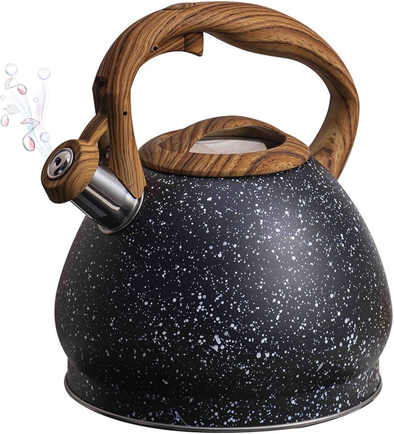 Tea Kettle for Stove Top, 3.2 Quart 304 Stainless Steel Black Teapot, Whistling Tea Pot, Food Grade Teakettle with Loud Whistle and Anti-Rust for Tea, Coffee, Water, Milk