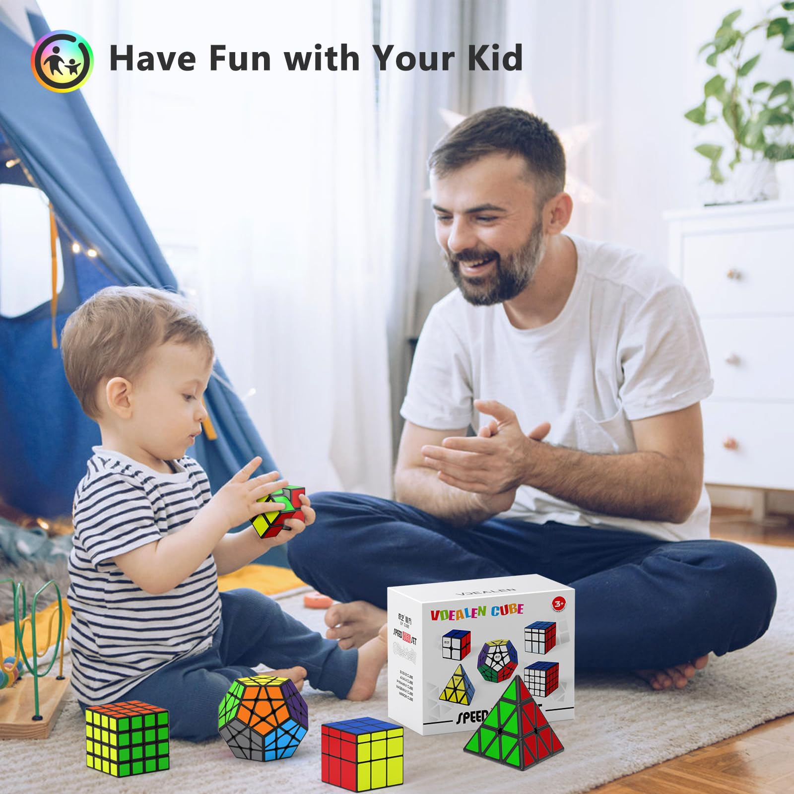 Vdealen Zauberwürfel Set, Speed Cube von 2x2 4x4 Pyramide Mirror Megaminx Zauberwürfel Original, Sticker Magic Cube Würfel Puzzle, Geschenk für Kinder Teenager Erwachsene