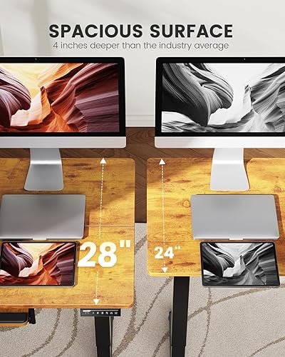 Miniatura 5 de ErGear Escritorio eléctrico de pie con bandeja para teclado, altura ajustable de 55 x 28 pulgadas, escritorio de pie para oficina en casa, estación