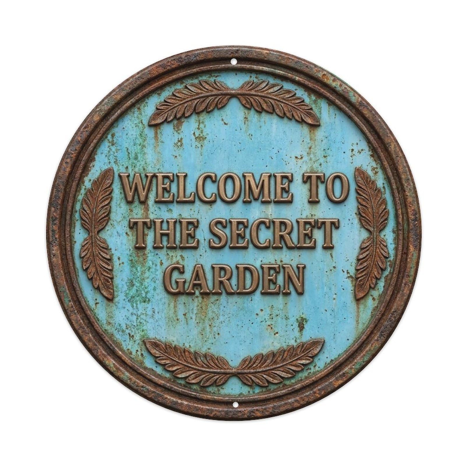 Vintage Welcome Secret Garden Iron Skyblue Feather Metal Tin Sign
