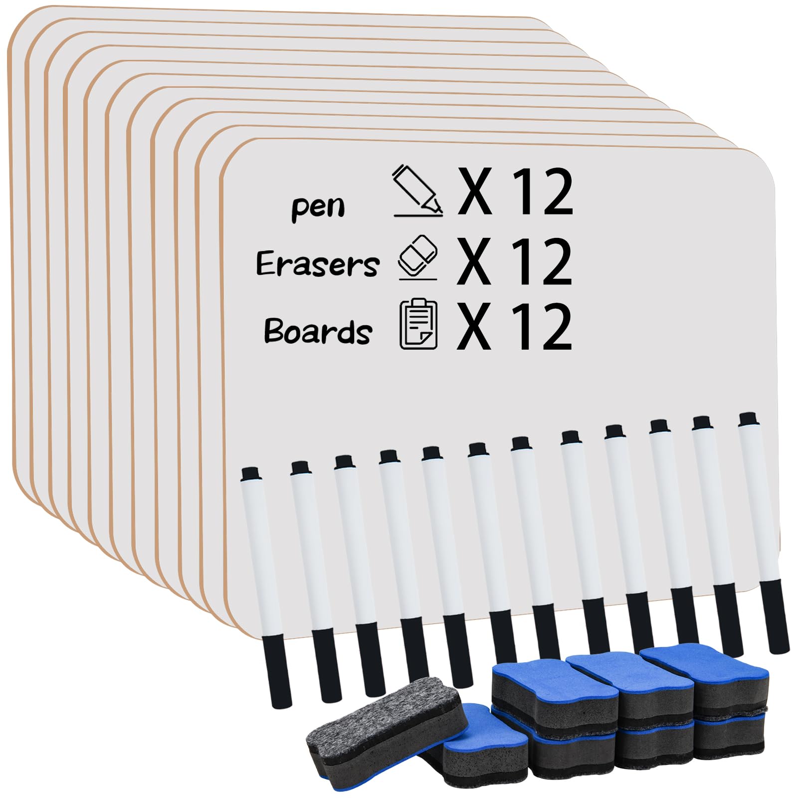 12 Pcs Mini Tableaux Blancs effaçables à sec, 11,8 x 8,8 pouces, petits tableaux blancs double face pour les étudiants, mini whiteboard portables pour l'école, le bureau et la maison(12)