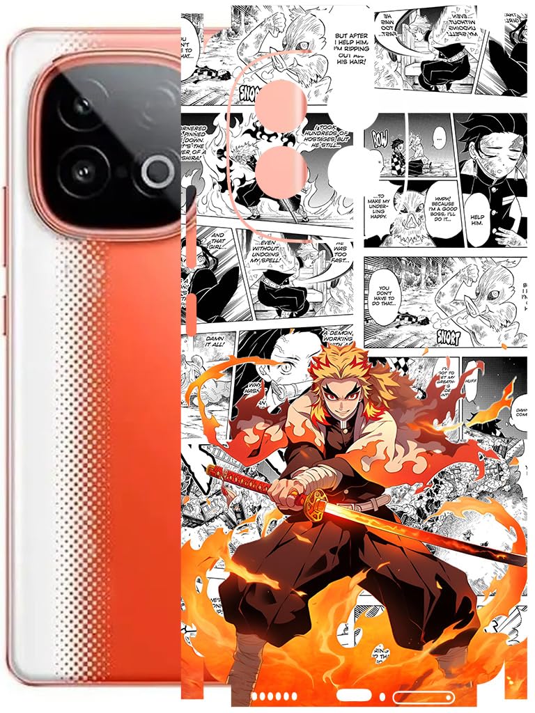 AtOdds Mobile Skin Sticker Wrap | Compatible for VIVO IQOO NEO 10 (5G) | Scratchproof Matte Finish | Full Coverage for All Sides & Camera Protection (rengoku)-image-16