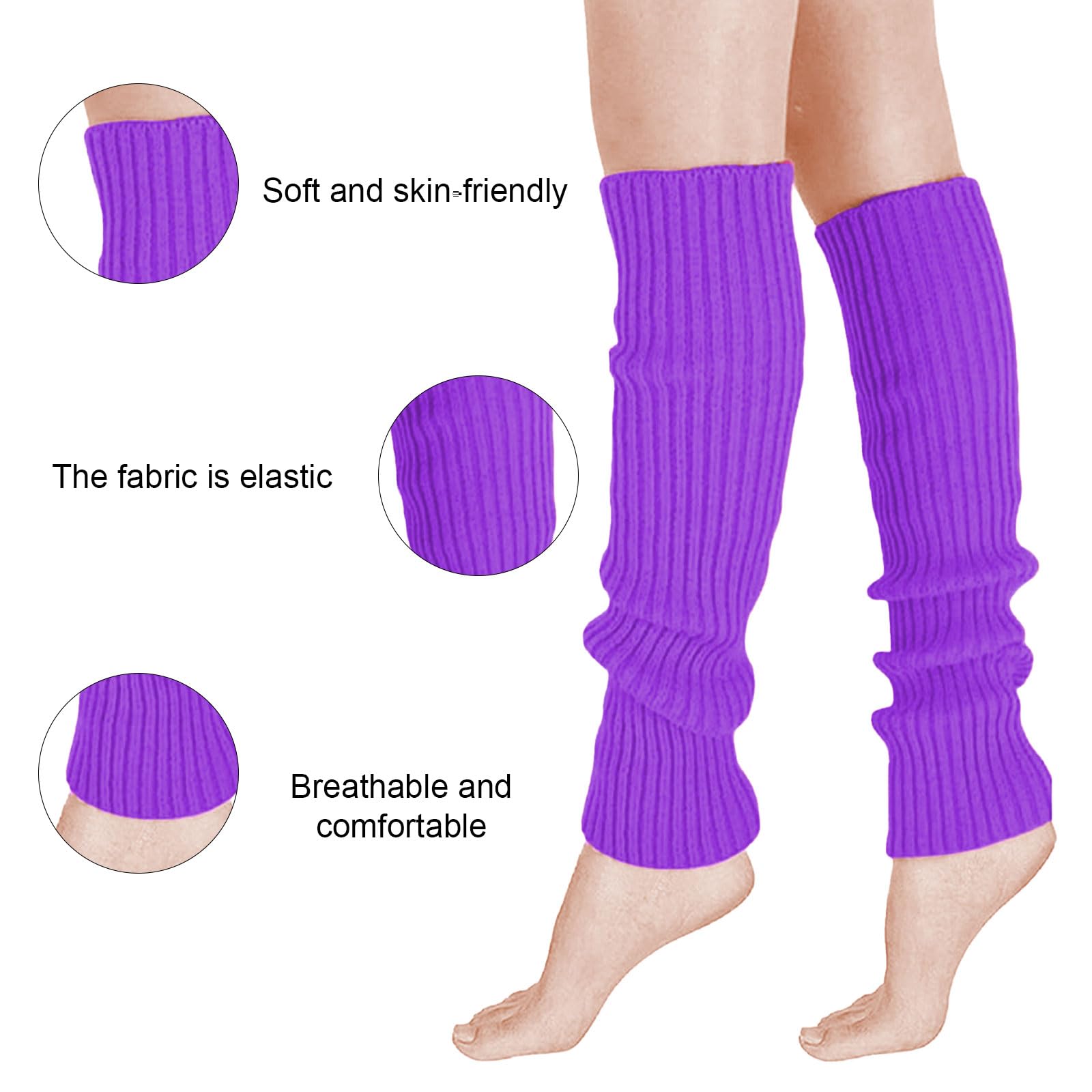 MUNSKT 5 Colors Leg Warmers Fishnet Gloves Headband Wristbands Neon Set, 80s Women Fancy Dress Costume Accessories - Image 4