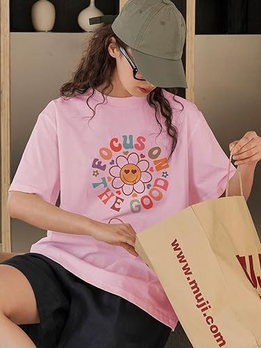 Miniatura 4 de Focus On The Good - Camisetas gráficas de gran tamaño para mujer, diseño de margaritas con diseño de margaritas