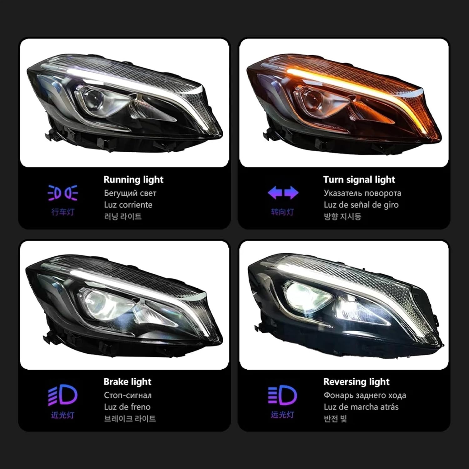 Automobile Styling Head Lamp Compatible For W176 Headlights 2013-2018 A200 LED Headlight A180 DRL Signal Led Projector Lens Car Accessories