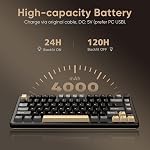 RedThunder K75 Wireless Mechanical Keyboard, CNC Knob, Tri-Mode BT5.0/2.4GHz/USB-C Hot Swappable Custom, Pre-lubed Linear Coconut Switches, Gasket Structure, RGB Gaming Keyboard, Black-Gold