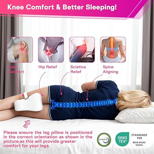 Miniatura 3 de Almohada de espuma viscoelástica para piernas para personas que duermen de lado, relajarse de la ciática, la espalda, las caderas, las rodillas y