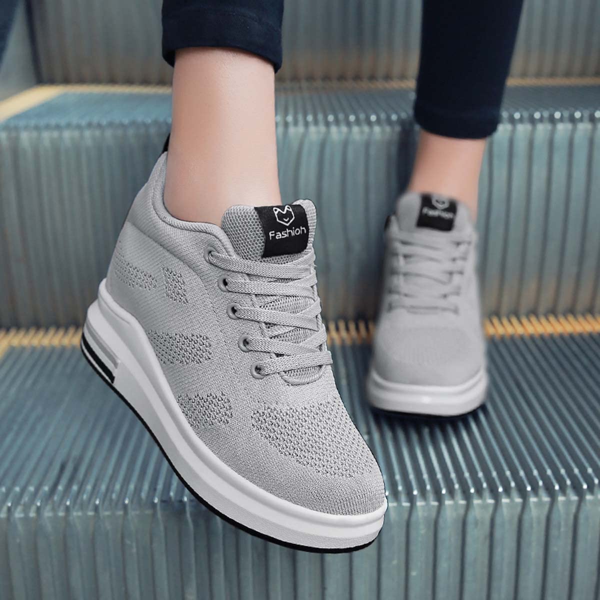 Zapatillas Deportivas Cuña Interior Zapatos Running Fitness Gym Outdoor Sneaker Casual Mesh Transpirable Comodas