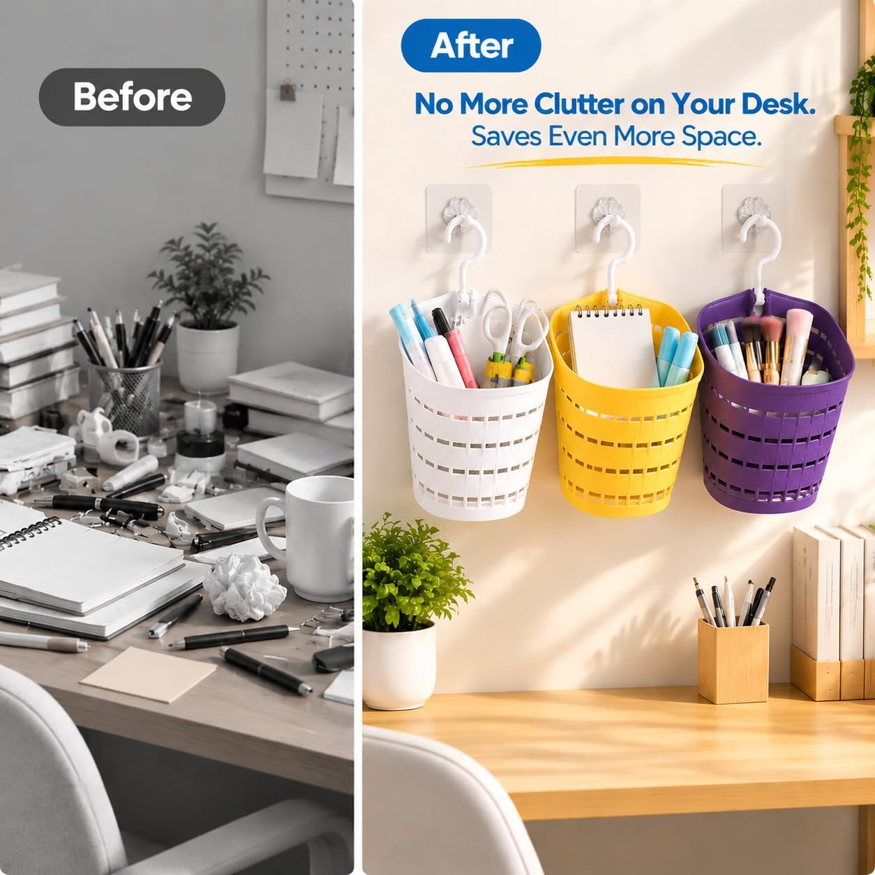 4Pcs Plastic Hanging Storage Basket,Household Storage Organizer Basket