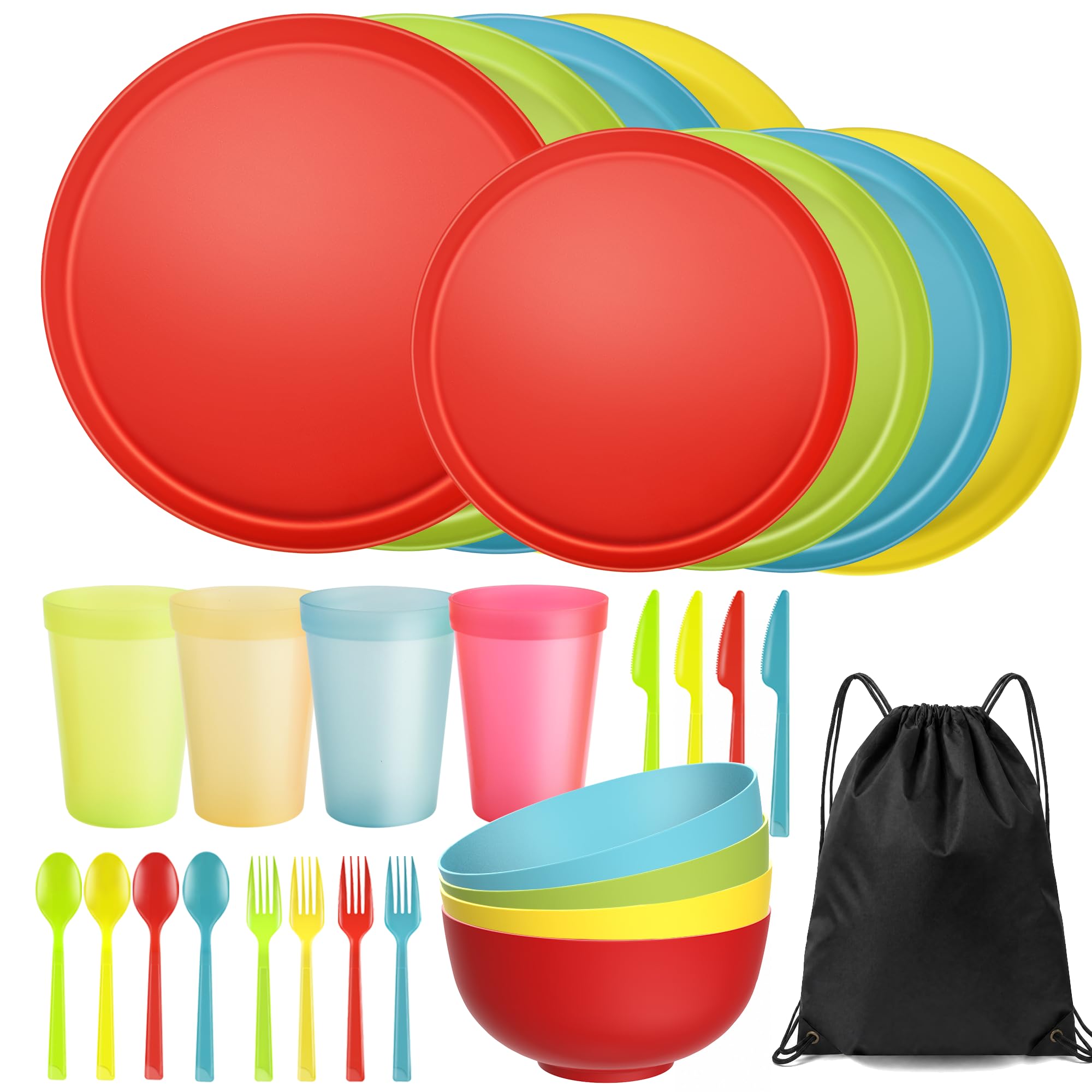 56 Piece Plates & Bowls Set - Unbreakable Dinnerware -12
