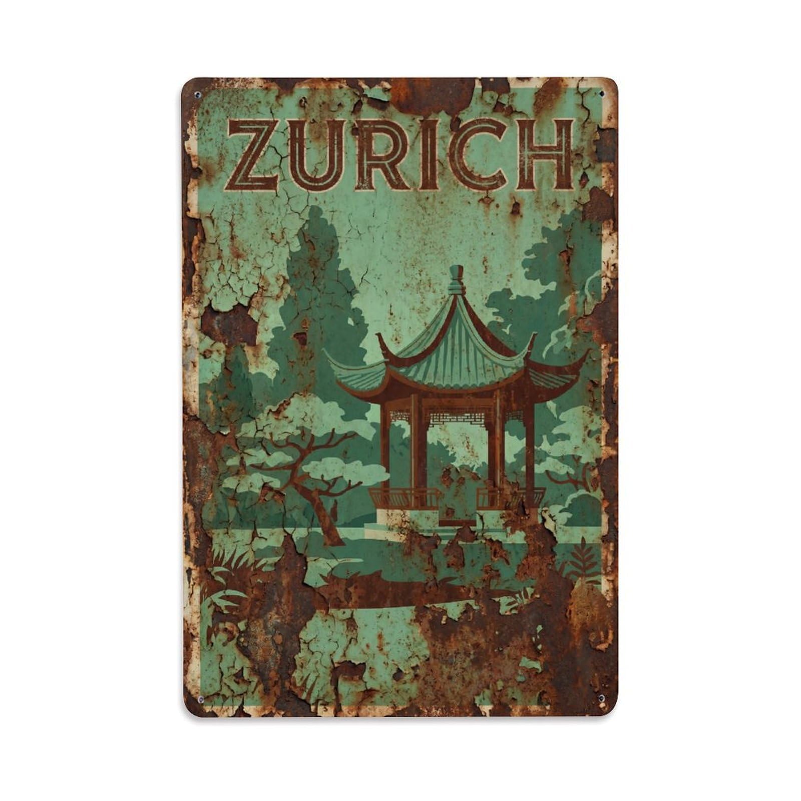 Este 8X12inch Style Vintage Travel Zurich Switzerland Superior Metal Tin Sign