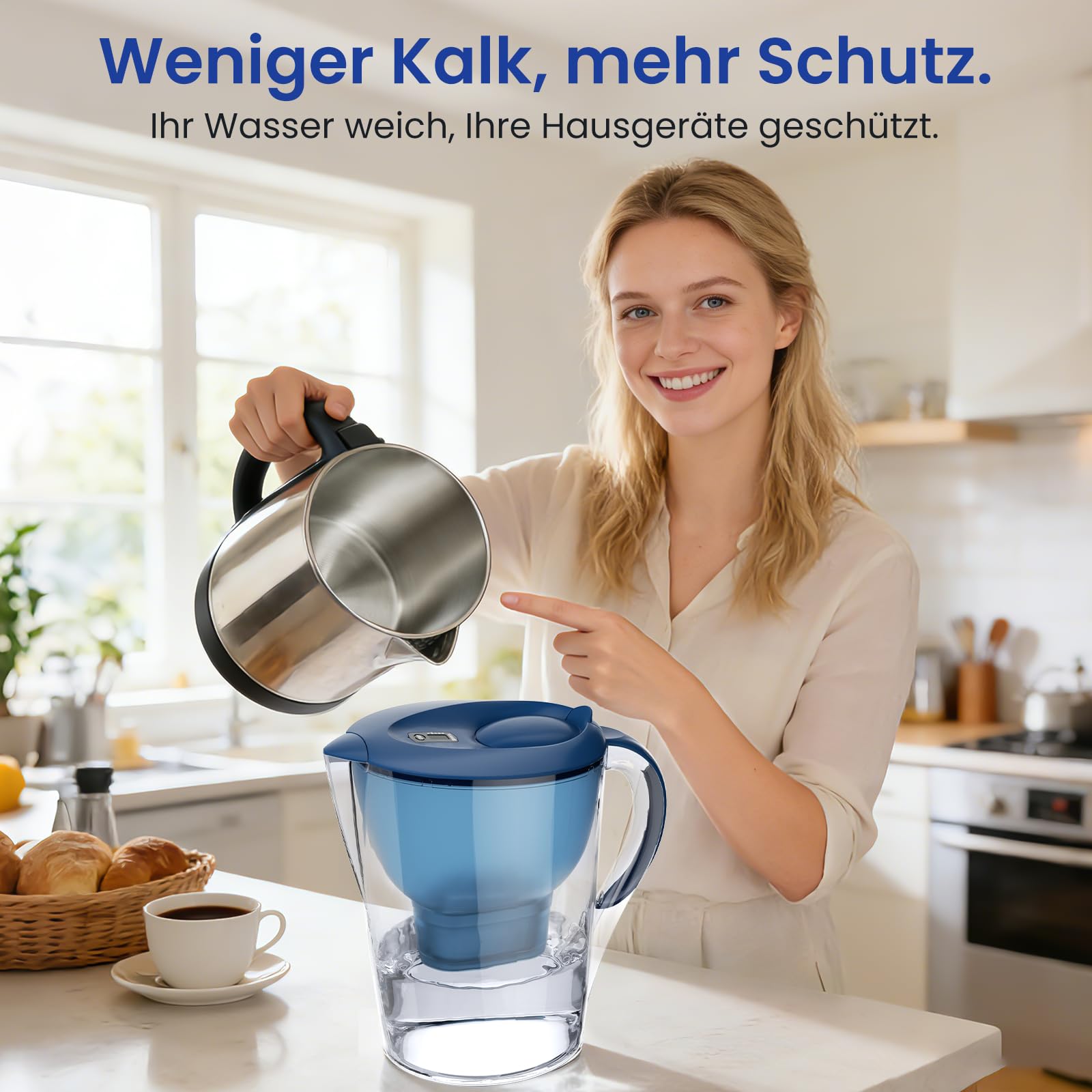 Wasserfilter Kartusche für BRITA Filter, 12er-Pack, Passend für Alle BRITA Wasserfilter-Kannen, Extra Kalkschutz, Reiner Wassergeschmack, filtert PFAS, Chlor, Kalk, Metalle, Ultimativer Geräteschutz