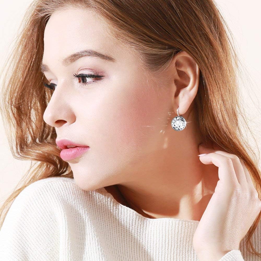 XUPING Crystal Earrings for Women Gorgeous Fashion Round Austrian Gemstone Hoop Leverback Drop Earring Sparkling Jewelry Party Gifts - Image 7
