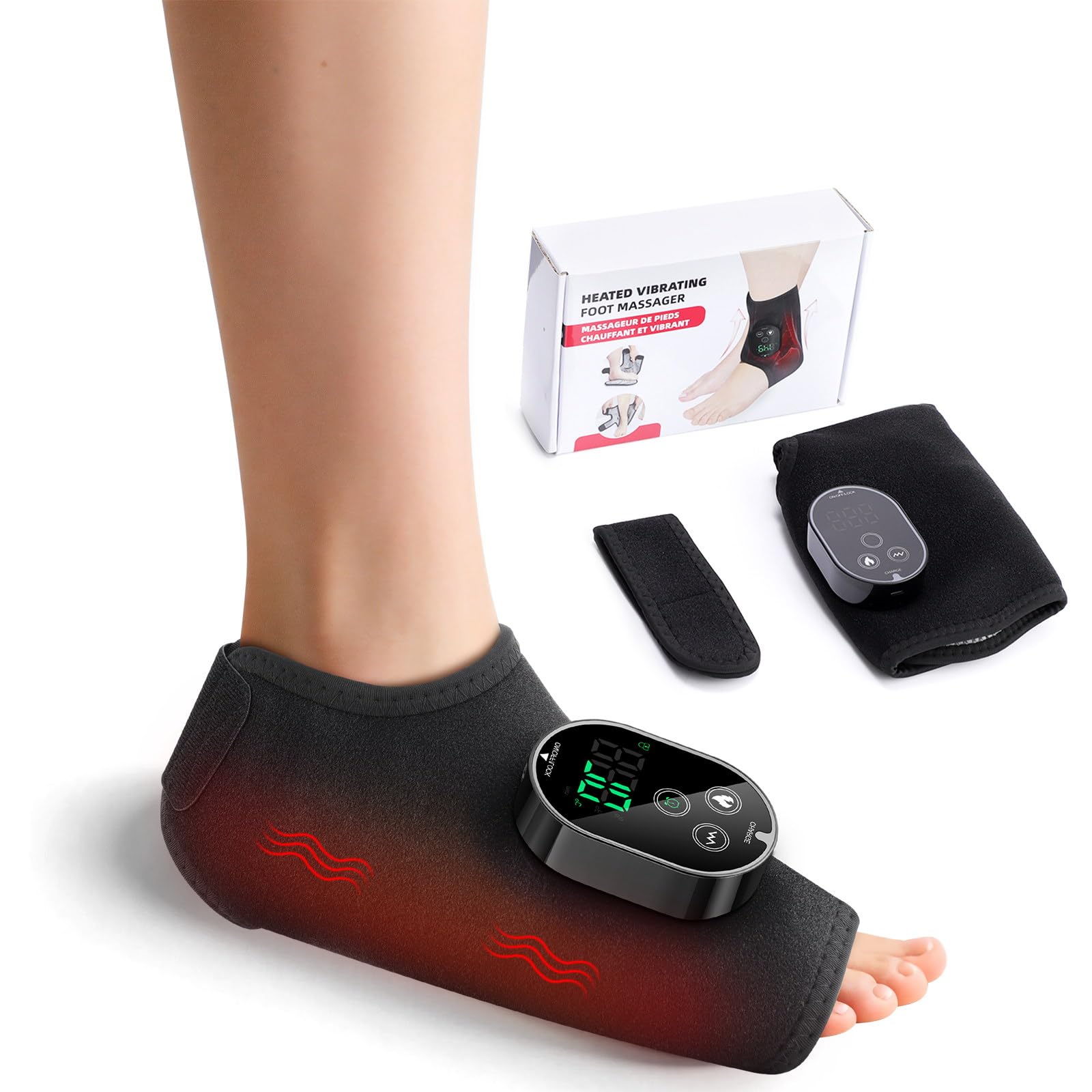 Masajeador De Pies Con Funciones De Vibración y Terapia De Calor | Foot Massager,Masajeador Piernas,Masajeador Portátil Inalámbrico Adecuado Para Múltiples Zonas Del Cuerpo