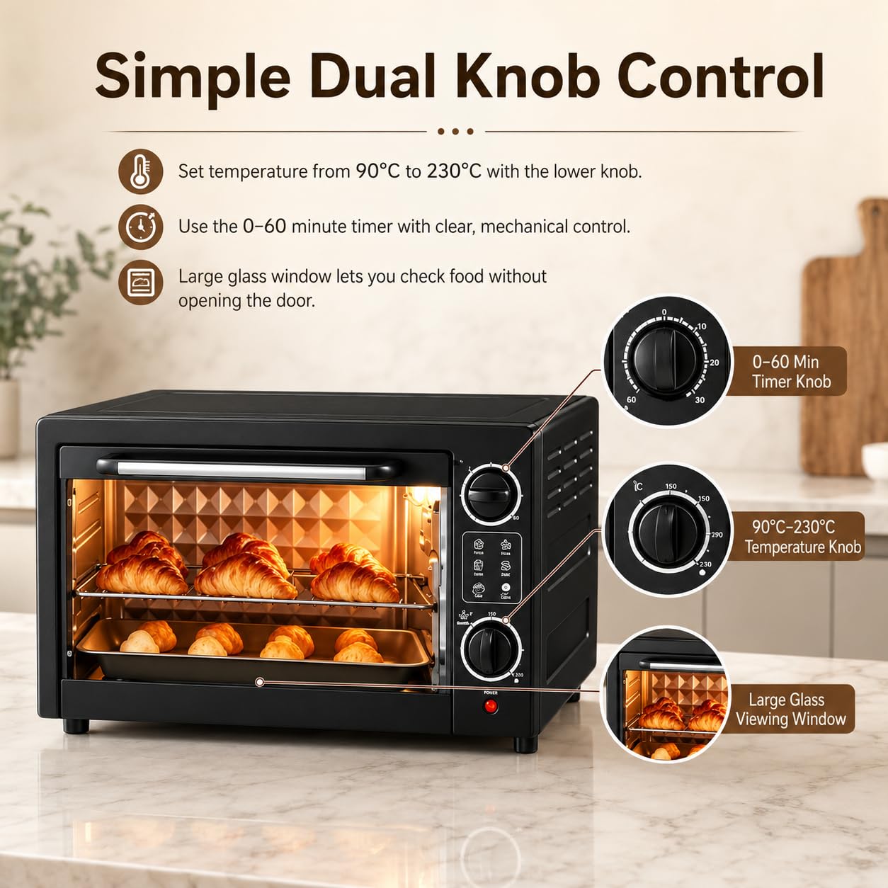Forno elettrico intelligente, 22 L, 1000 W, 90-230 ° C