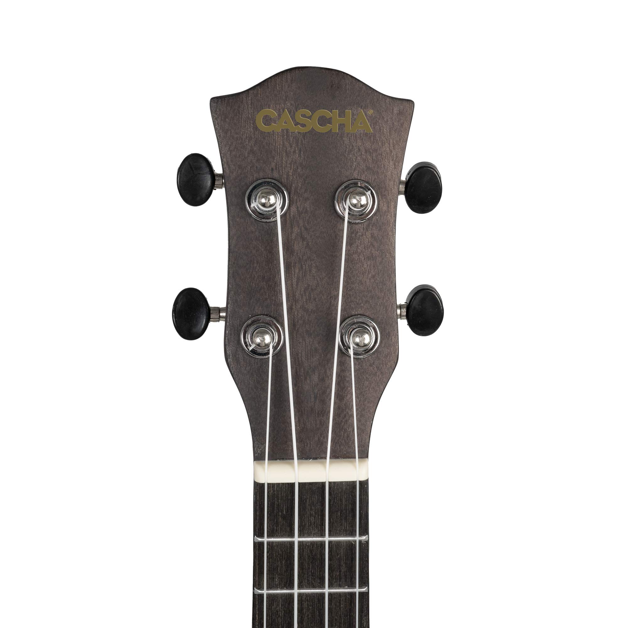 CASCHA Sopran Ukulele Set für Kinder und Erwachsene I Ukulele Starter Kit mit 3 Plektren Tasche Lehrbuch Lernvideos über QR-Code Stimmgerät I Set Aquila Saiten Nylon I Kleine Hawaii Gitarre Schwarz