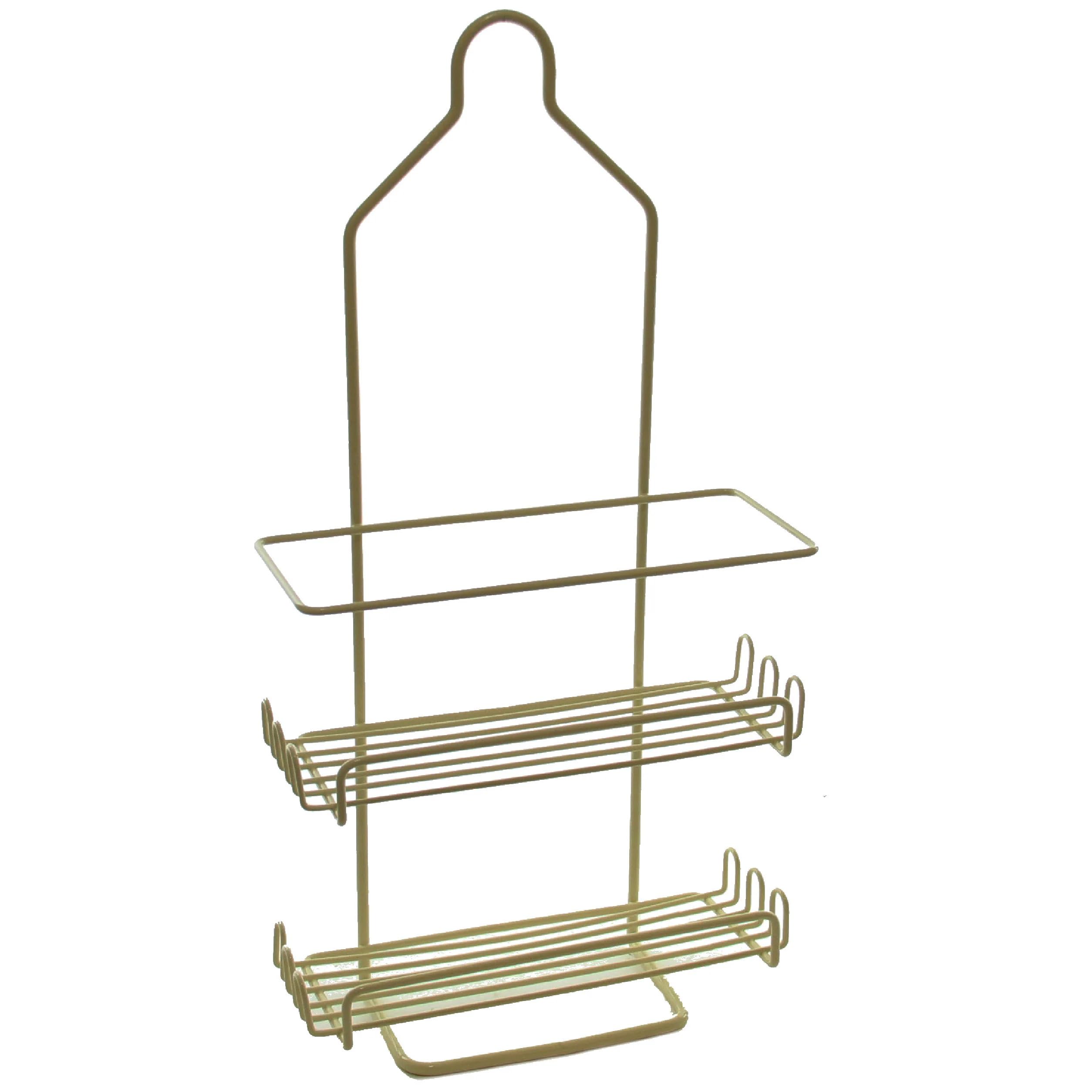 YBM Home Hanging Shower Caddy with 2-Tier Shelves and Hooks for Shampoo, Conditioner, and Soap, Towels, Razors and More - 1, Beige