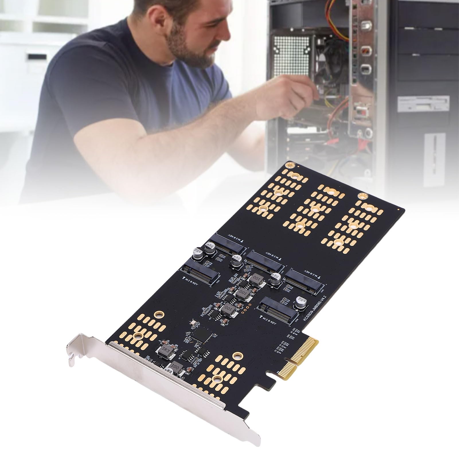 Generic Karta rozszerzeń M.2 PCIe Adapter z 5 Gniazdami na pięć Dysków SSD M.2 Serial ATA, łatwa Instalacja i Funkcja Plug and Play Umożliwiająca rozbudowę Pamięci Komputera, Trwała Płytka Drukowana i