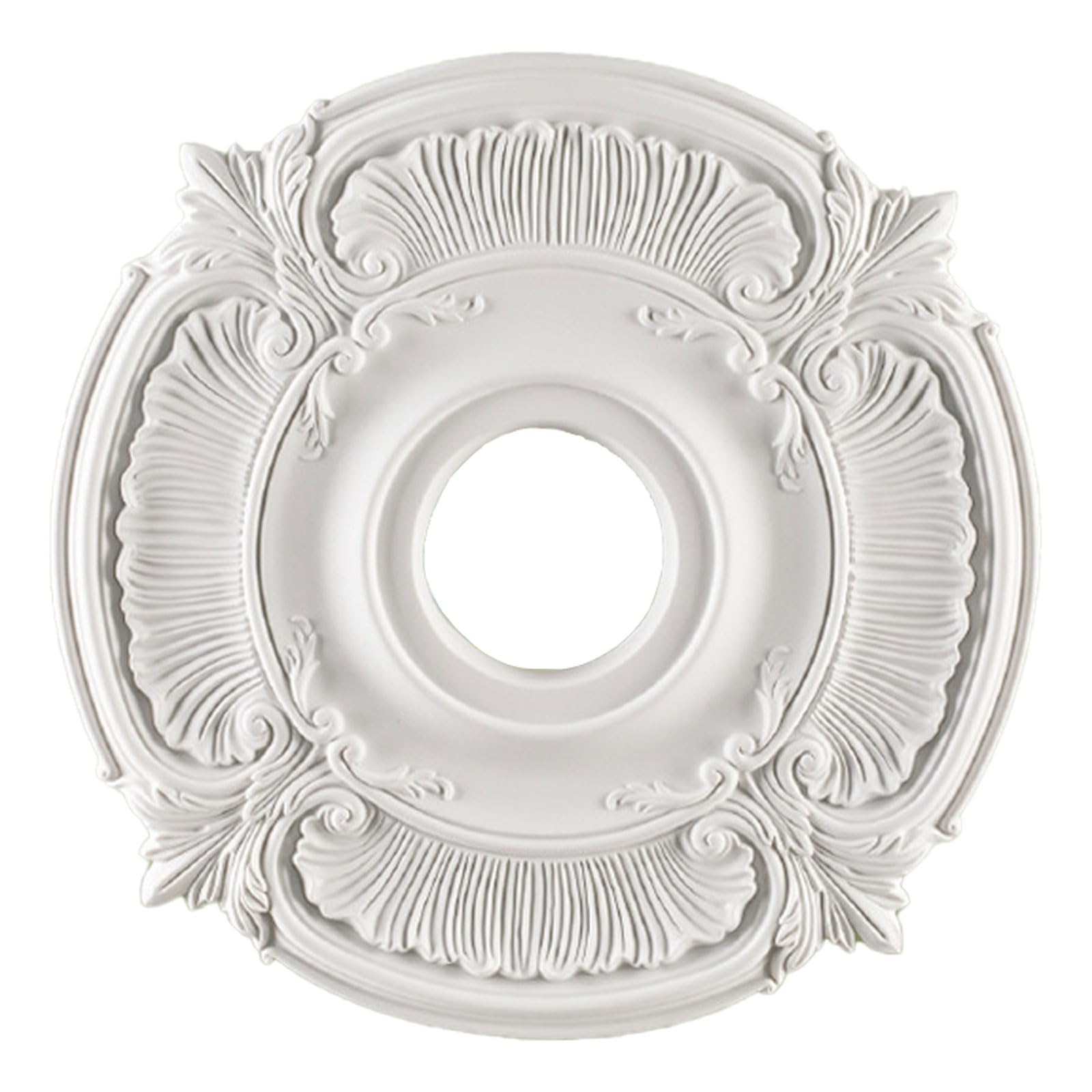 Foelanne White A White Round Pu Ceiling Medallion Multiple Sizes(,45.7Cm)