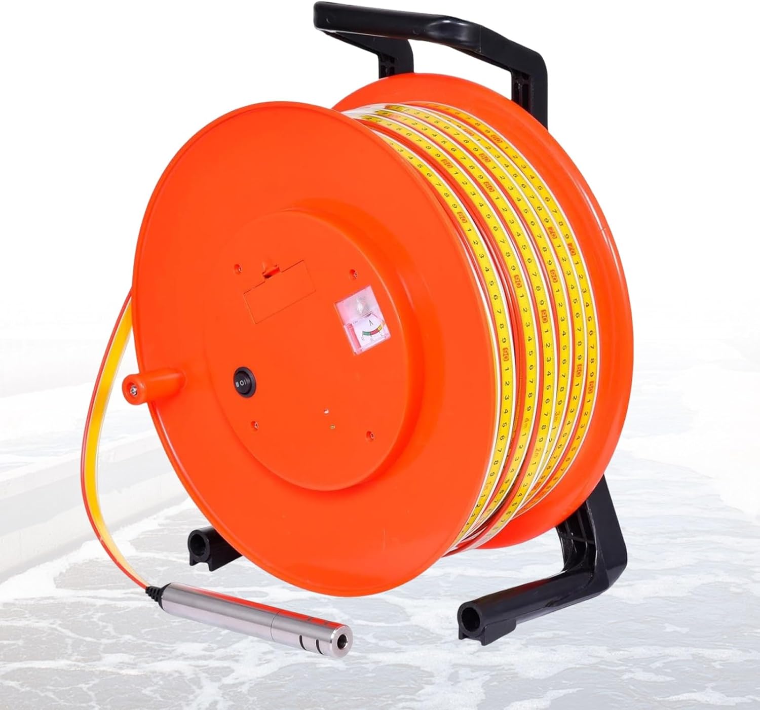 Borehole Water Level Meter, Groundwater Depth Meter with Fixed Stainless Probe, Steel Tape Reel and LED Buzzer for Industrial Field Measurement 10m to 300m(20m)