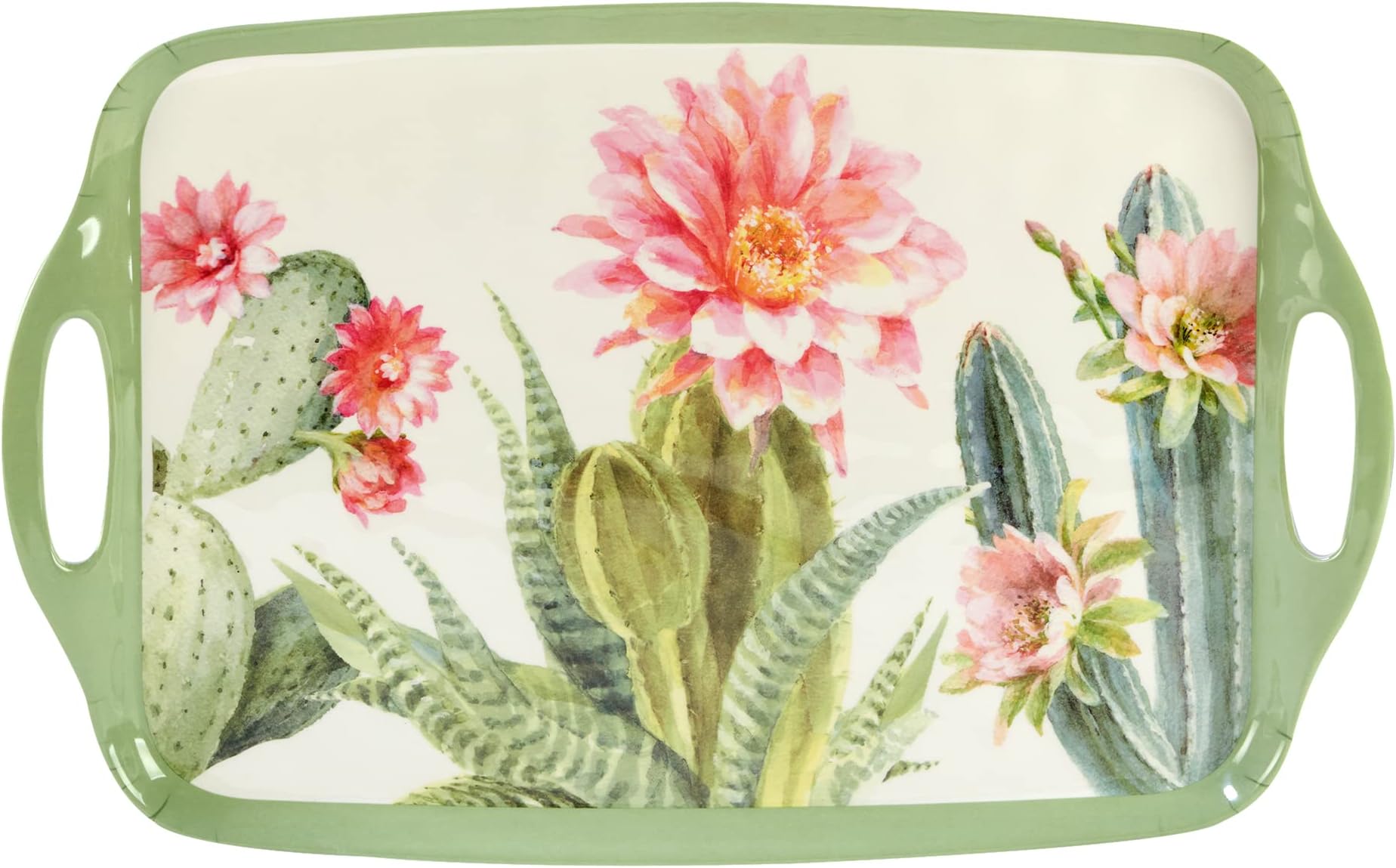 Certified International Desert Beauty Melamine Rectangular Tray with Handles, 19-inch Length