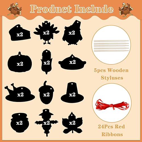 Miniatura 6 de D24TIME Arte de Acción de Gracias, arco iris, papel de otoño para niños, 24 piezas de actividades de Acción de Gracias, manualidades, calabaza,