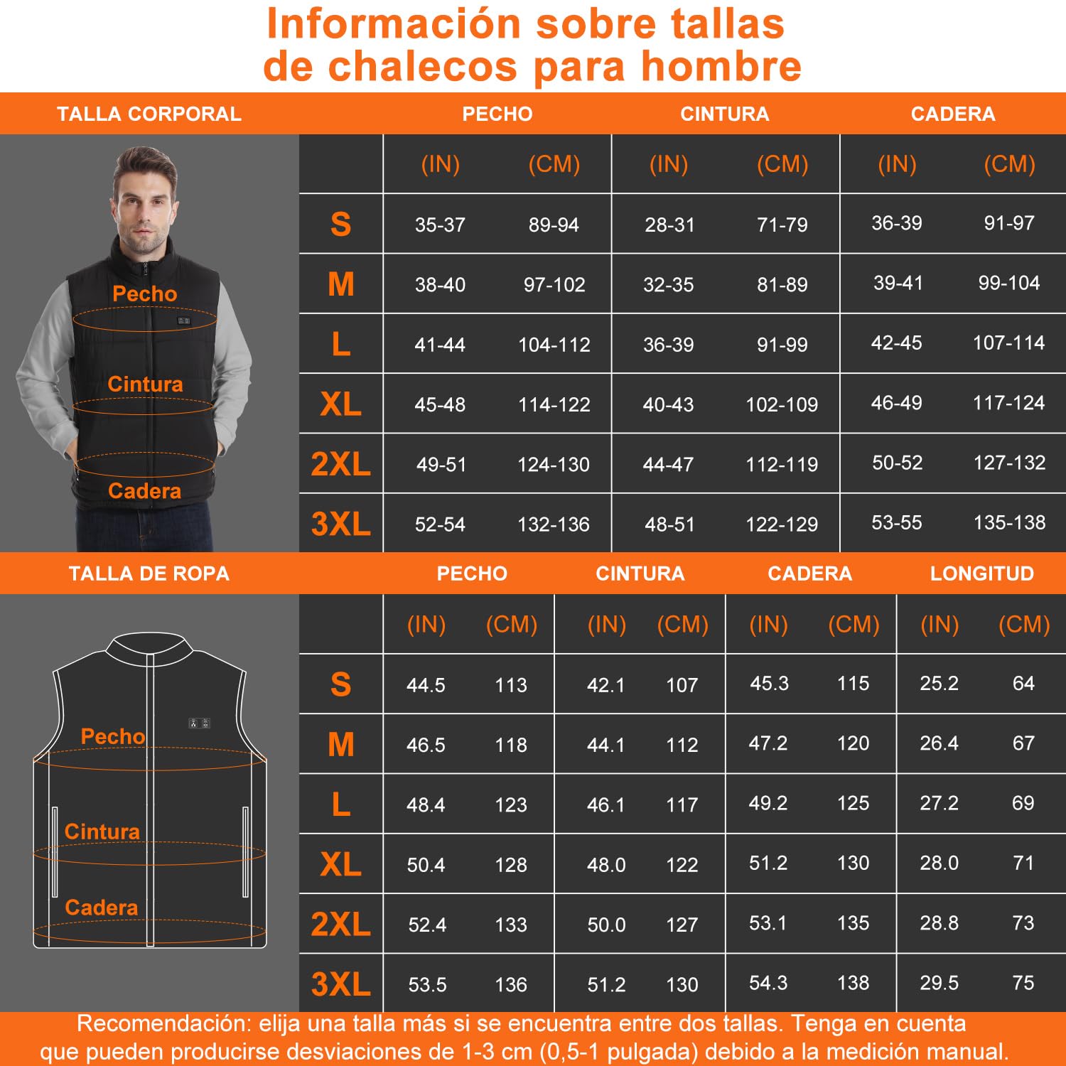 Chaleco Calefactable Hombre, Calefacción Térmico con 15 Zonas, Calentamiento Chaleco con batería de 10000mah, Dual Inteligente Ropa Calefactable para Moto Caza