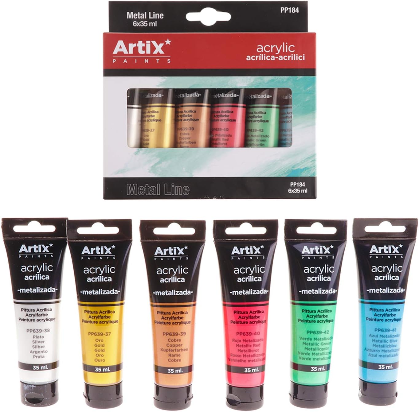PlascolorPP184 – Pack of 6 Tubes of Acrylic Paint, Multi-Colour