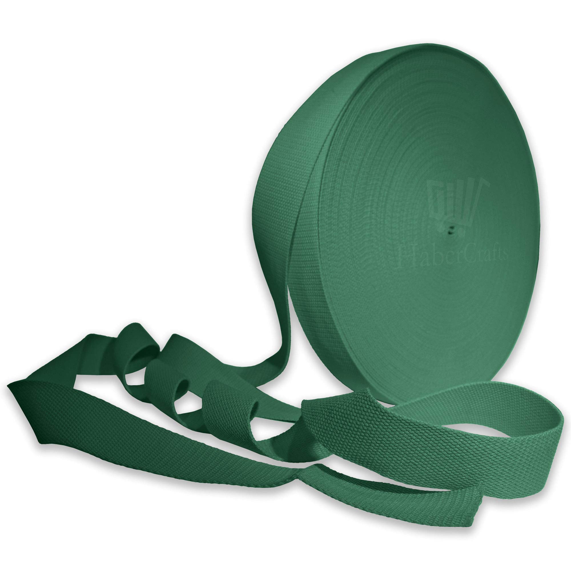 Heavy Duty 38mm Webbing Belt Strap for Bag, Rucksack, Backpack & Luggage - Cotton Blend 1.5Inch Webbing - Dark Green - 40 Meters