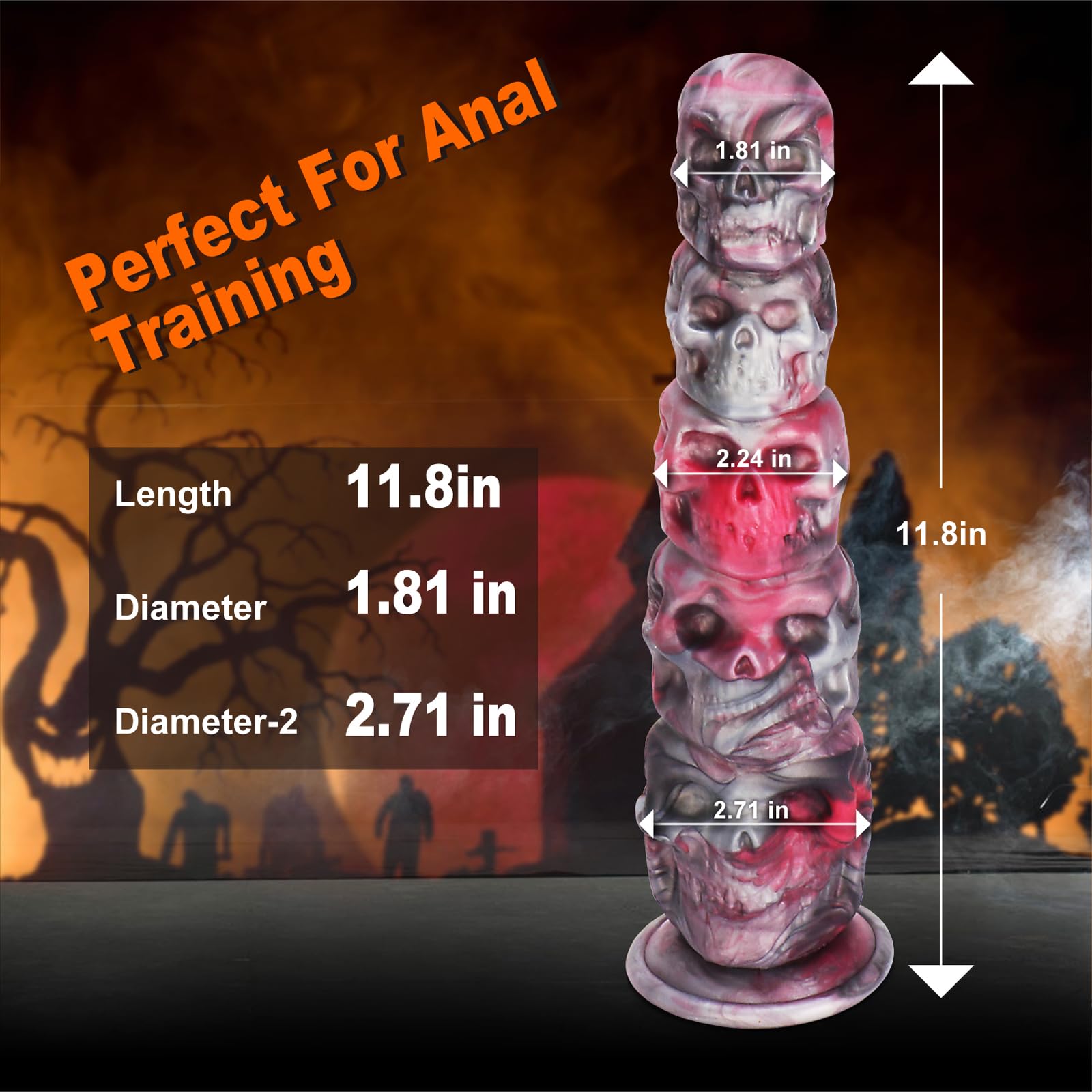 Monster Fantasy Dildo Silicone Anal Dildos with Suction Cup for Men, Realistic Dildo for Women, 8 inch Soft Animal Alien Prostate Dildos, Fat G Spot Fake Penis, Adult Sex Toys: 11.8 Inch Huge Skull Dildo