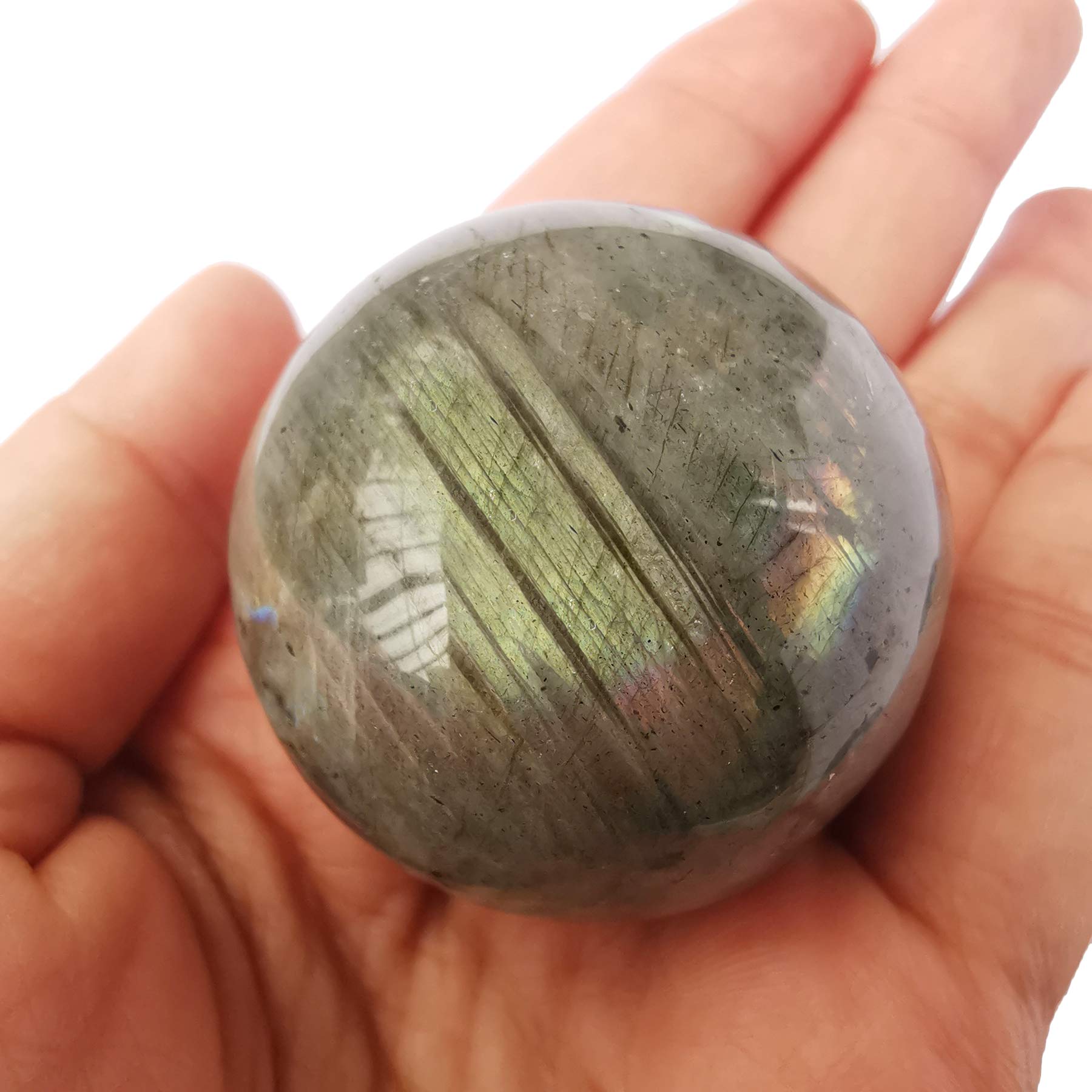 Sfera di cristallo di guarigione per divinazione, sfera di 40 mm, scultura per la casa, palle di Fengshui con supporto in legno, Pietra di luna