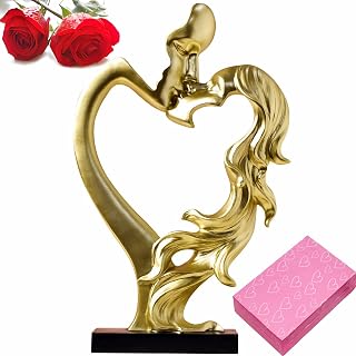 NBZOSENG® Wedding Gifts for Couples 2026, Couple Gift for Anniversary-Artisan Handcrafted Heart-Shaped Couples Kissing Sculpture for Valentine Romantic Wedding Minimalist, Romantic Love Symbo (Gold)