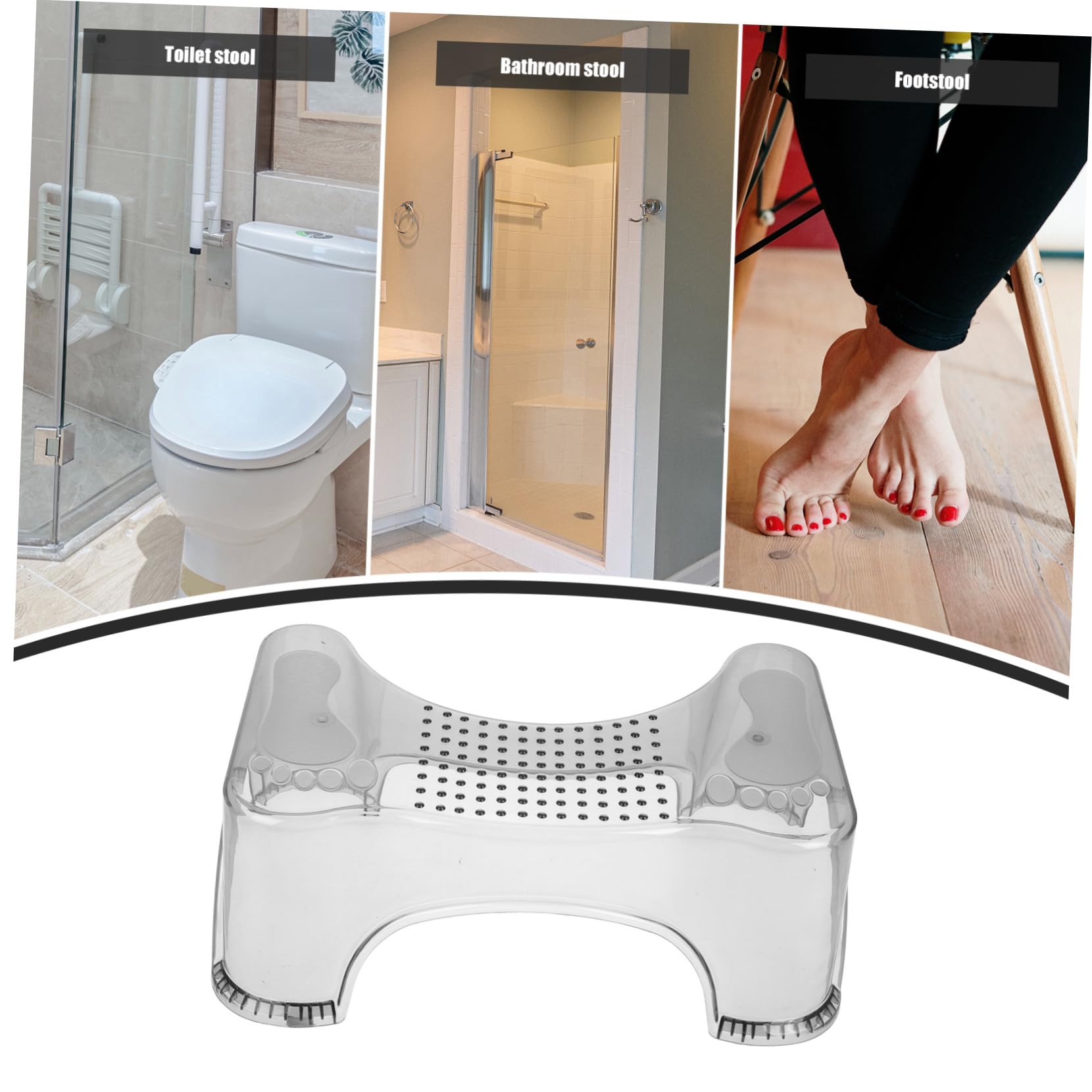 Hemobllo Taburete de Baño para Niños Pequeños y Reposapiés Antideslizante, Altura Ajustable, Plástico Duradero, Diseño Elevado para Entrenamiento en Baño, Color Gris Translúcido, Uso