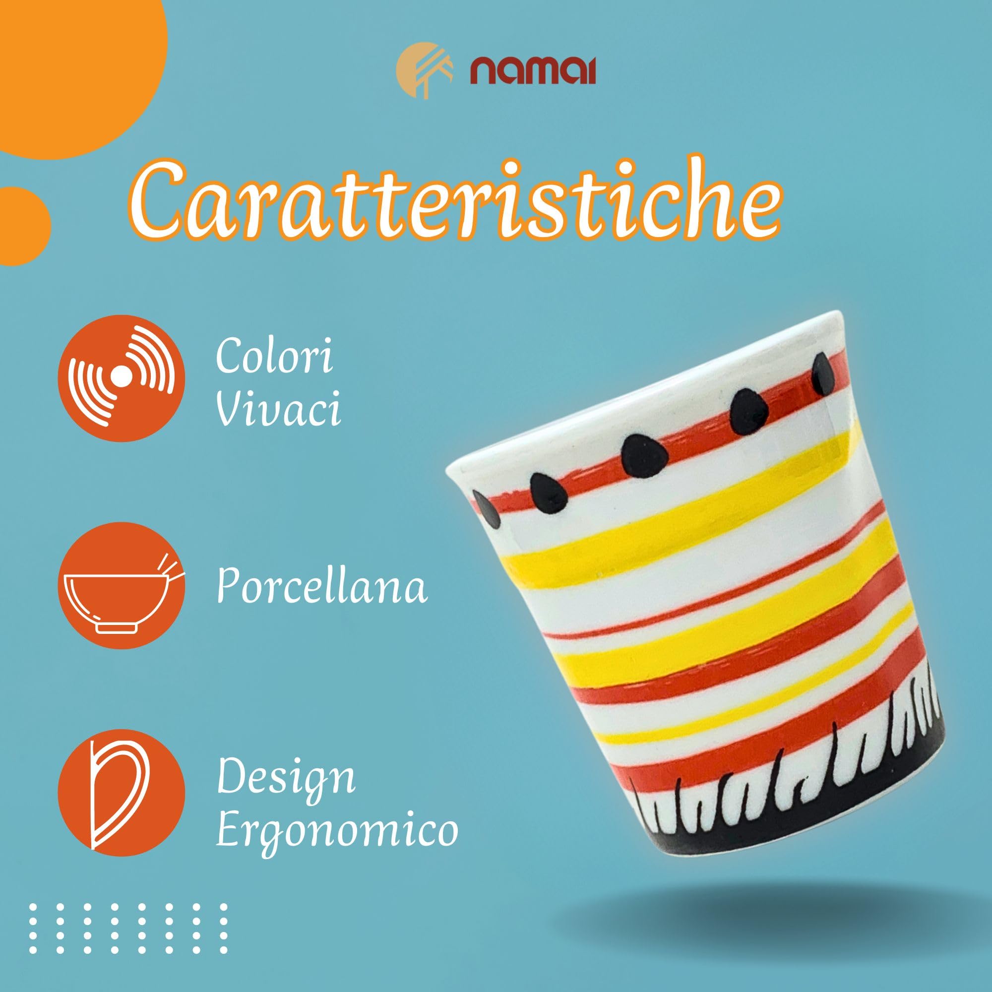 Set 6 Tazzine Caffè In Porcellana | Design Colorato | Microonde E Lavastoviglie - Foto 5