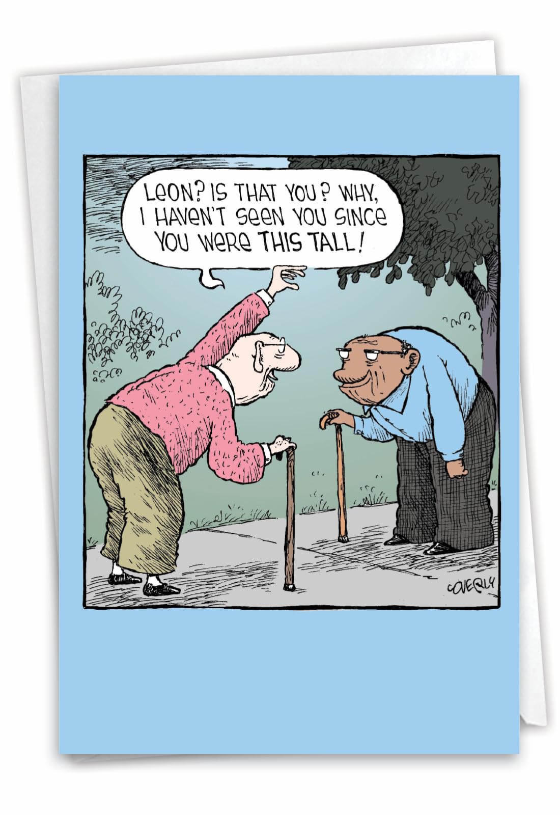 NobleWorks - 1 Humor Birthday Card with Envelope - Funny Cartoons for Birthday Greetings, Celebration Notecard - This Tall C9292BDG