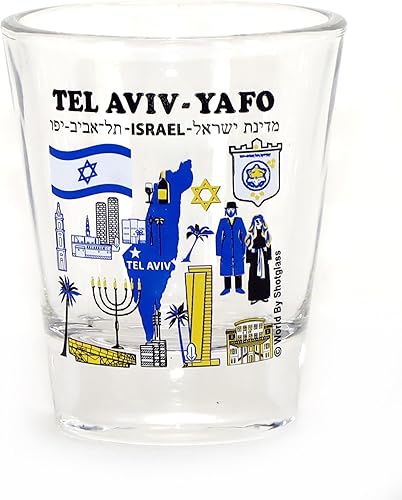 Tel Aviv-Yafo Israel Monumentos e Iconos Collage Shot Glass