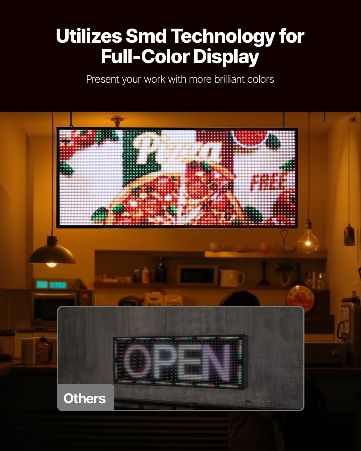 VEVOR Letrero LED Programable 99 x 41,2 cm Panel Digital Flexible Desplazable a Todo Color Tablero de Visualización con Patrón de Texto Personalizado Control de Aplicación Bluetooth para Publicidad