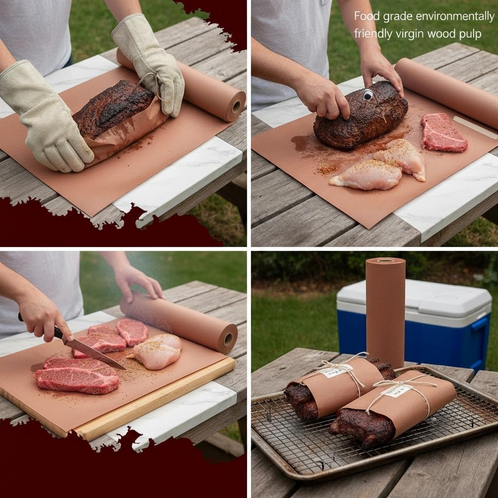 Butcher Paper61m – Metzgerpapier Rosa für BBQ, Grill & Smoker – 2 Rollen45,7 cm x 30,5 m – butcher-paper,burger papier – Hitzebeständig & Atmungsaktiv für saftiges Grillgutgut
