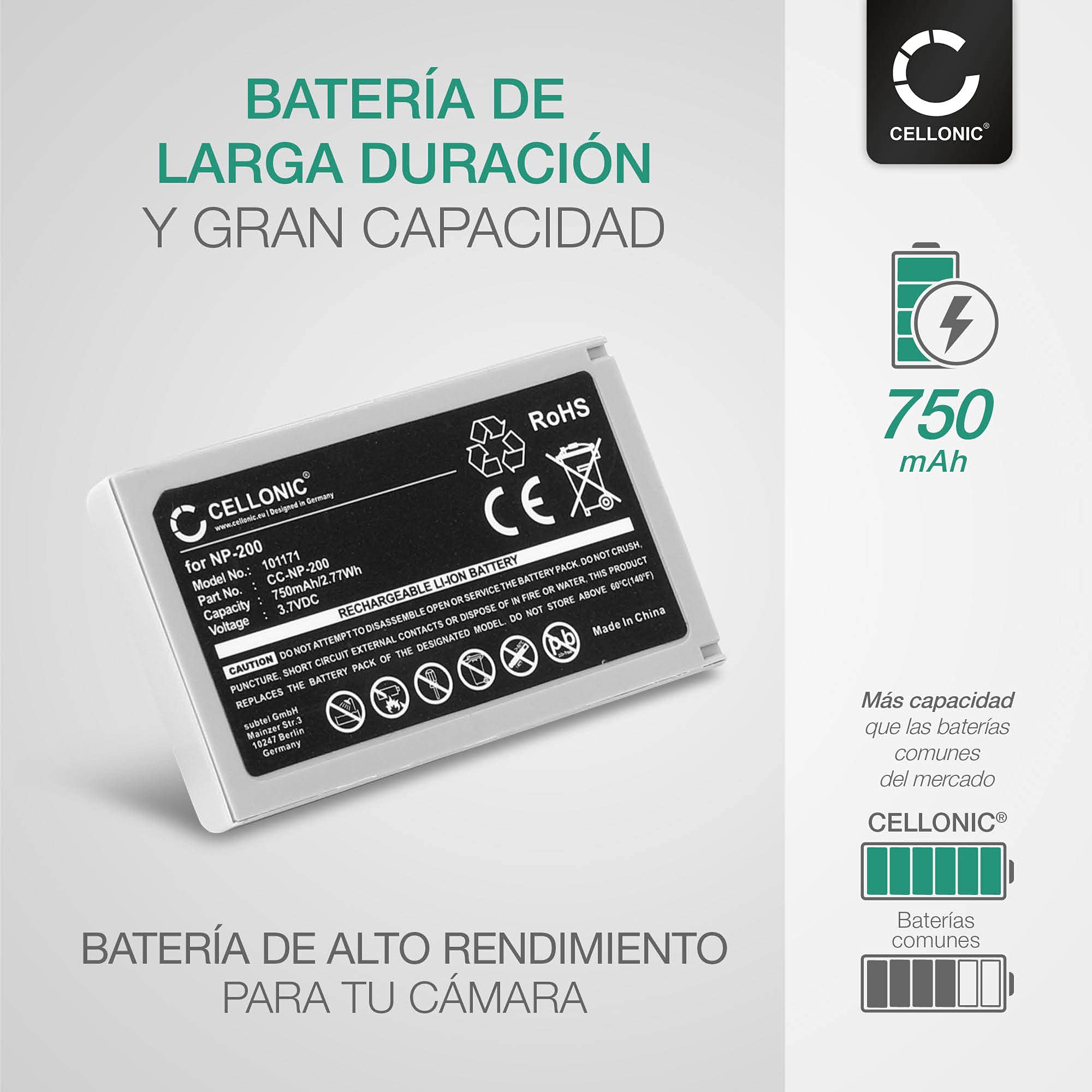 CELLONIC 2X Batería para Cámara Compatible con Konica Minolta DiMAGE Xg, DiMAGE X, DiMAGE XT, NP-200 - (750mAh, 3.7V CELLONIC 2X Batería para Cámara Compatible con Konica Minolta DiMAGE Xg, DiMAGE X, DiMAGE XT, NP-200 - (750mAh, 3.7V
