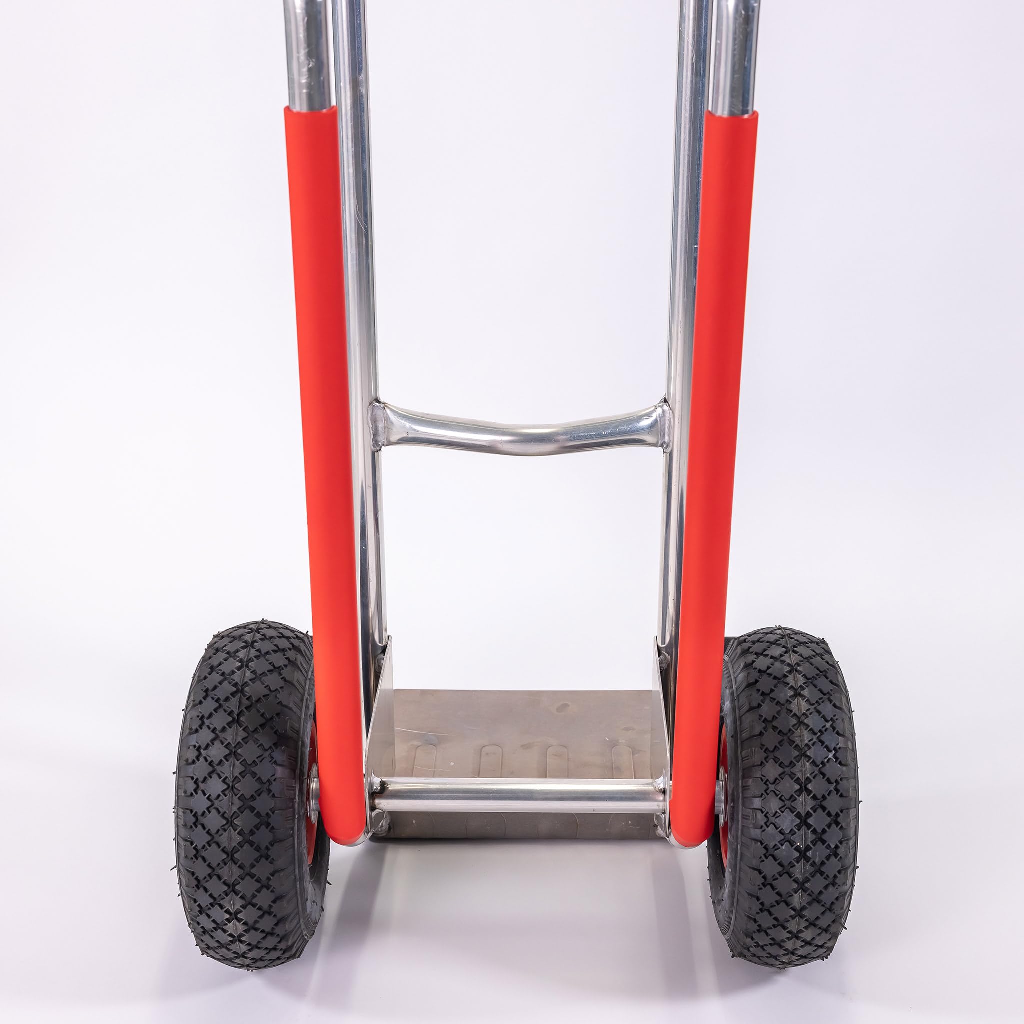 RLW - Carretilla profesional de aluminio apilable Alu200, 200 kg, pala de 280 x 280 mm, fabricada en la UE, no es importación asiática, ruedas a su elección (rueda neumática negra/llanta de metal rojo